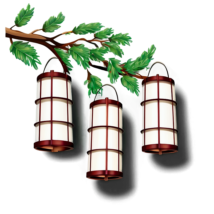 Tree Branch With Lanterns Png Qjm PNG