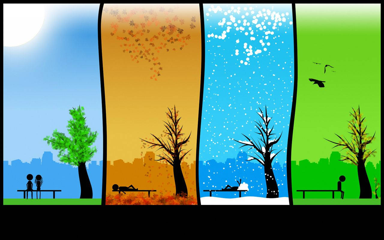 Tree Endures Seasons Wallpaper