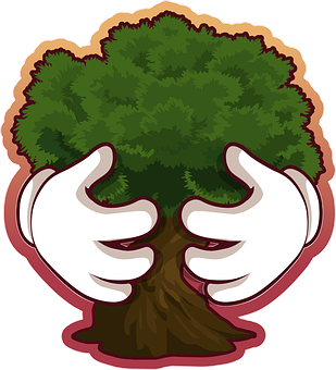 Tree Hugging Cartoon PNG