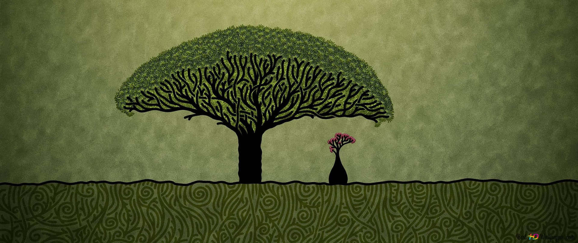Træet af liv udgiver sin skønhed i alle retninger. Wallpaper