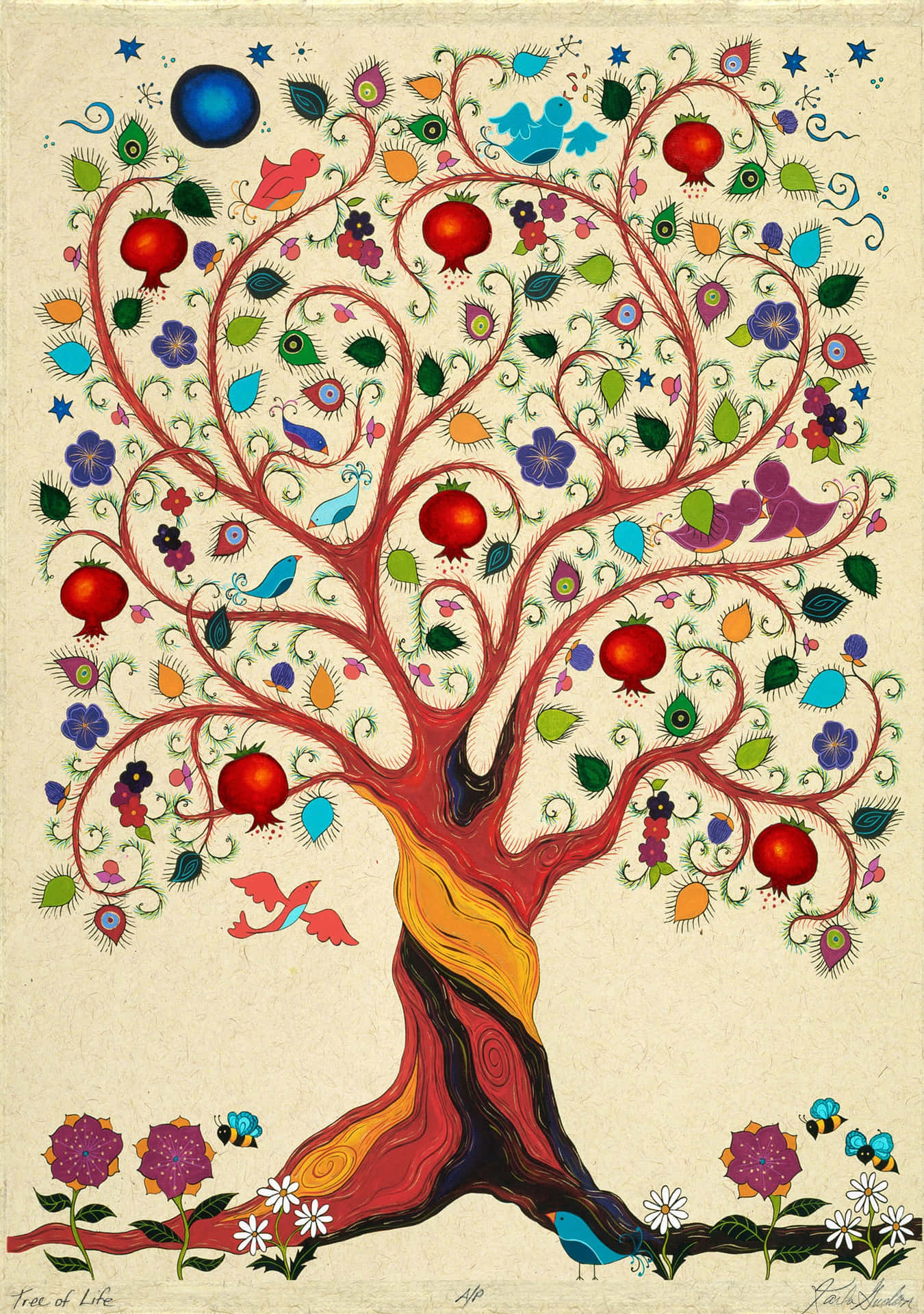 Majestic Tree Of Life Radiating With Colors