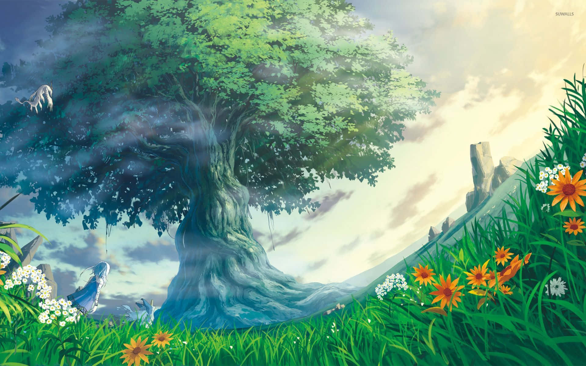 Download Anime Forest Tree Wallpaper  Wallpaperscom