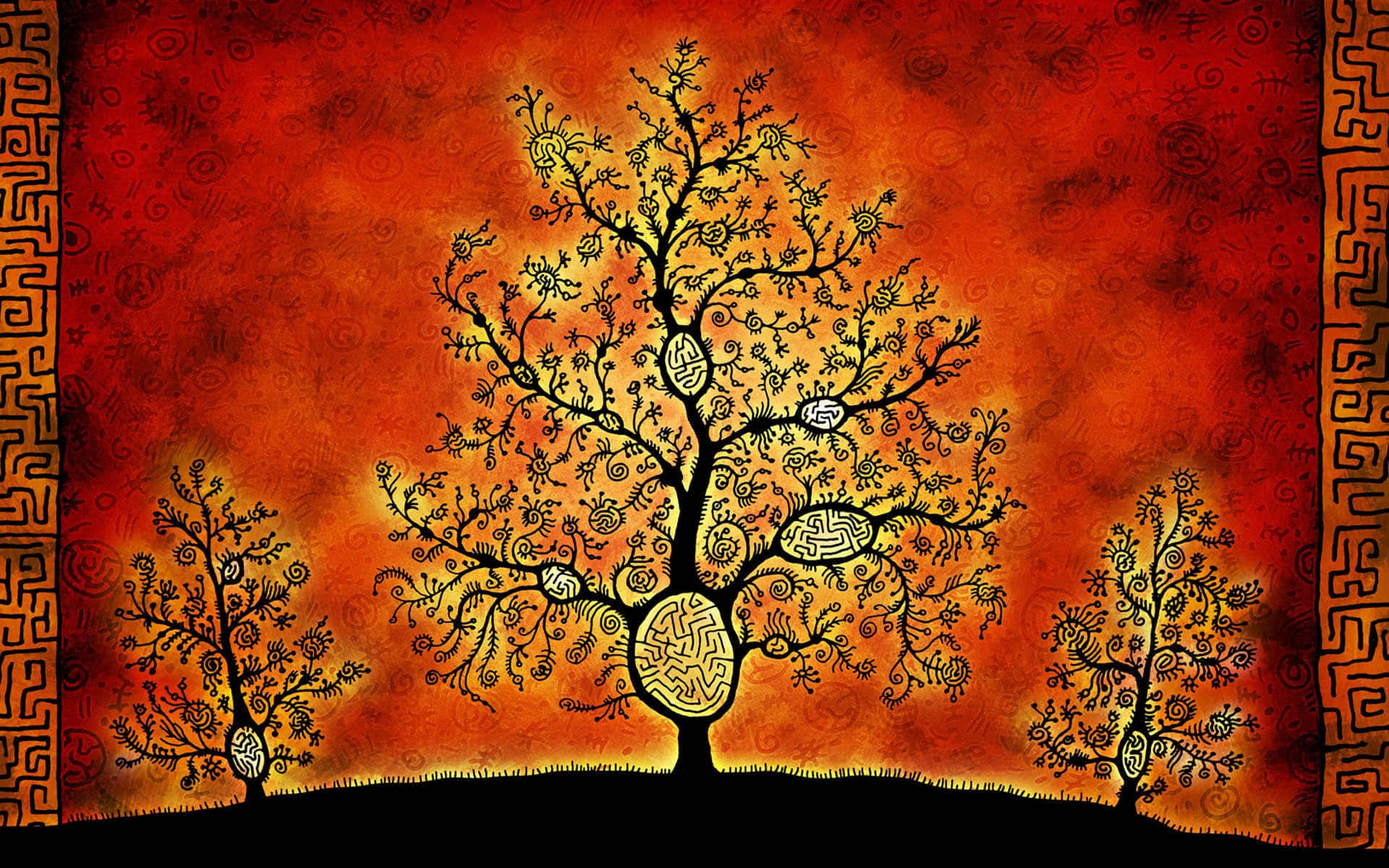 Tree Of Life With Orange Background Wallpaper