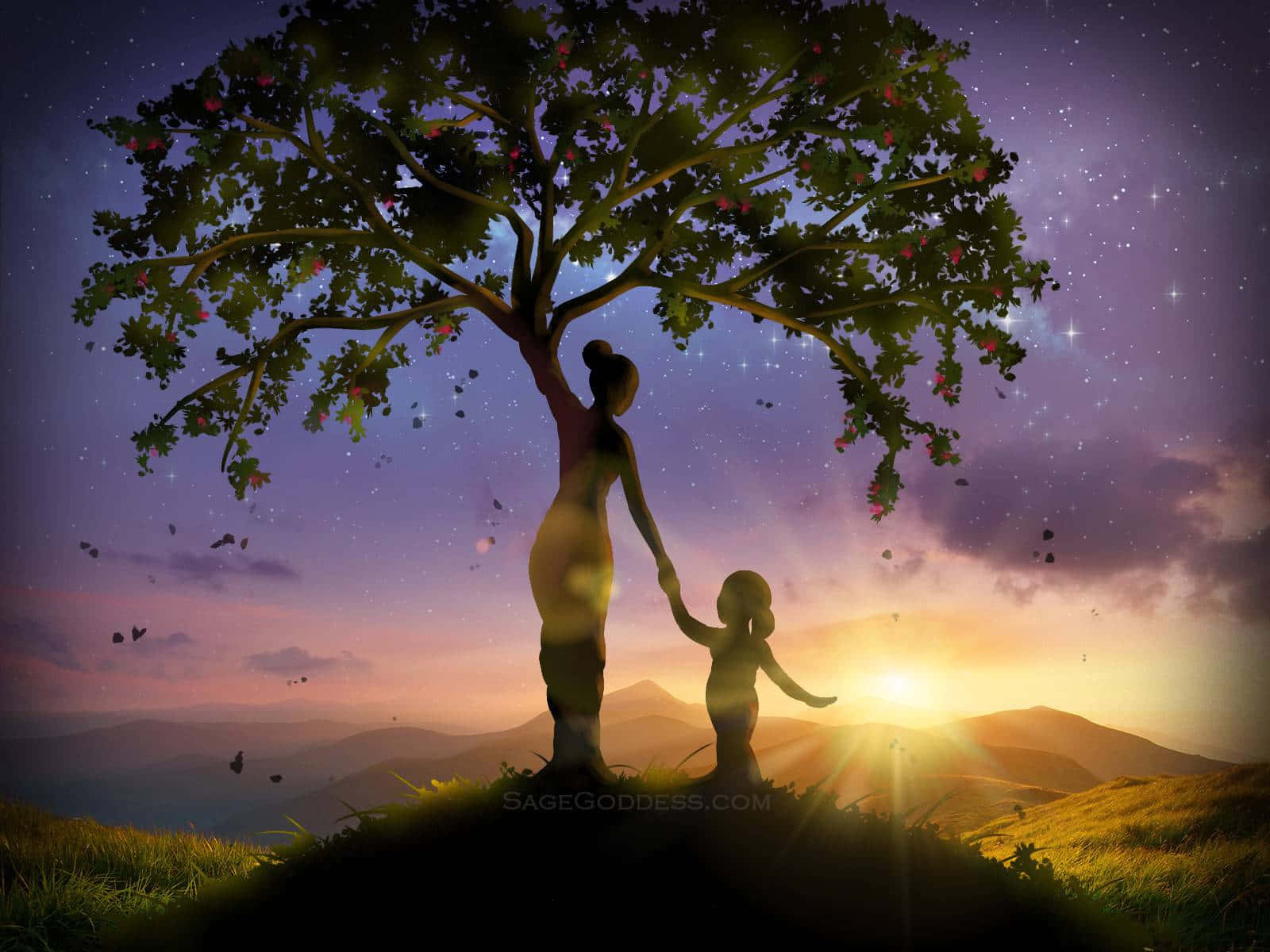 Tree Of Life Mother With Child Wallpaper