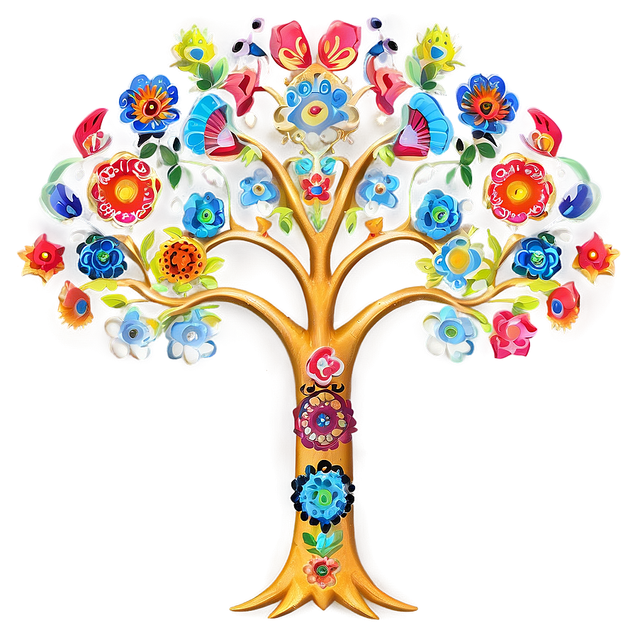 Tree Of Life In Folk Art Style Png Cqn PNG