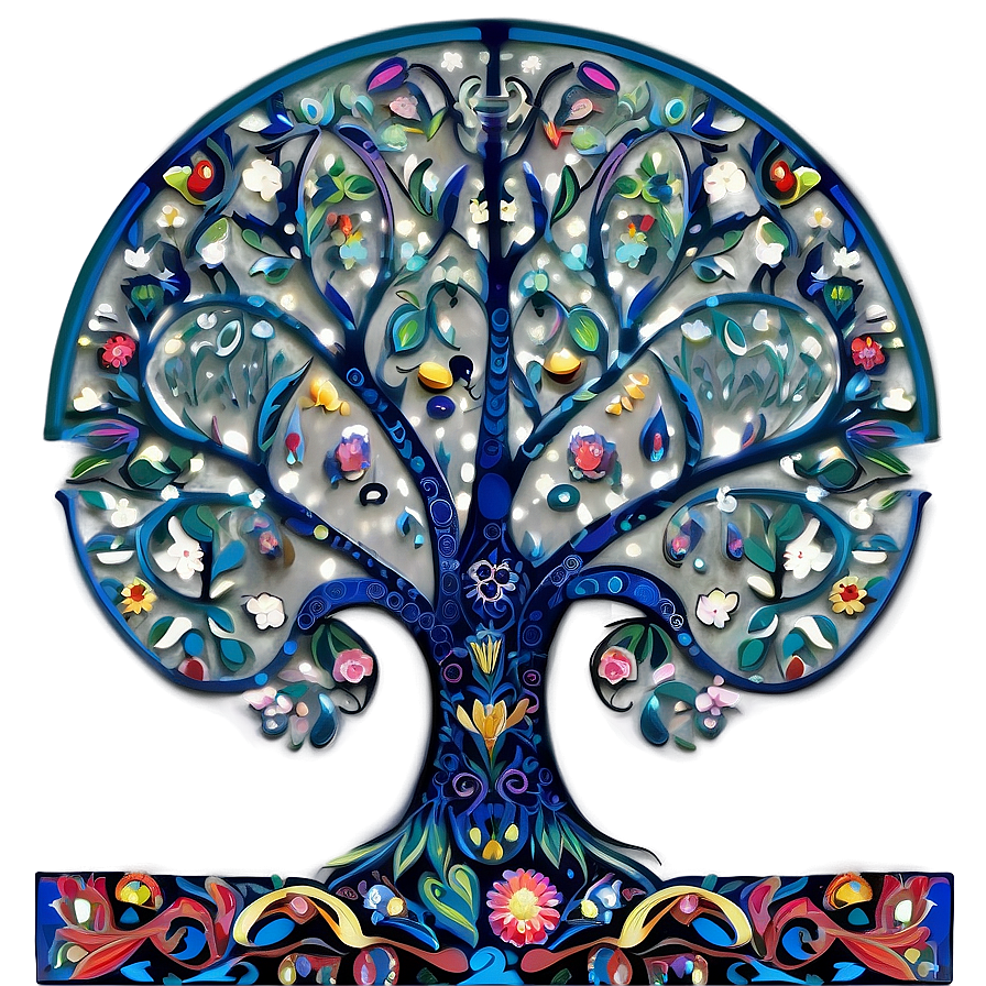 Tree Of Life In Folk Art Style Png Emr74 PNG