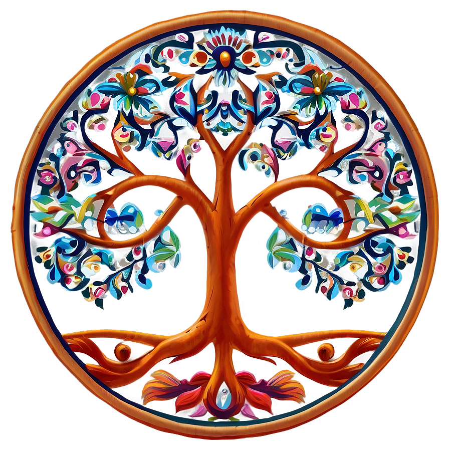 Tree Of Life In Folk Art Style Png Ypv97 PNG