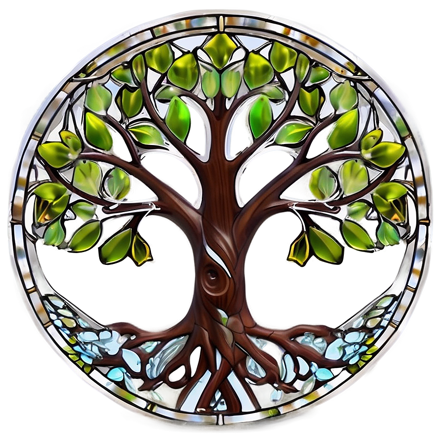 Tree Of Life In Stained Glass Style Png 06122024 PNG
