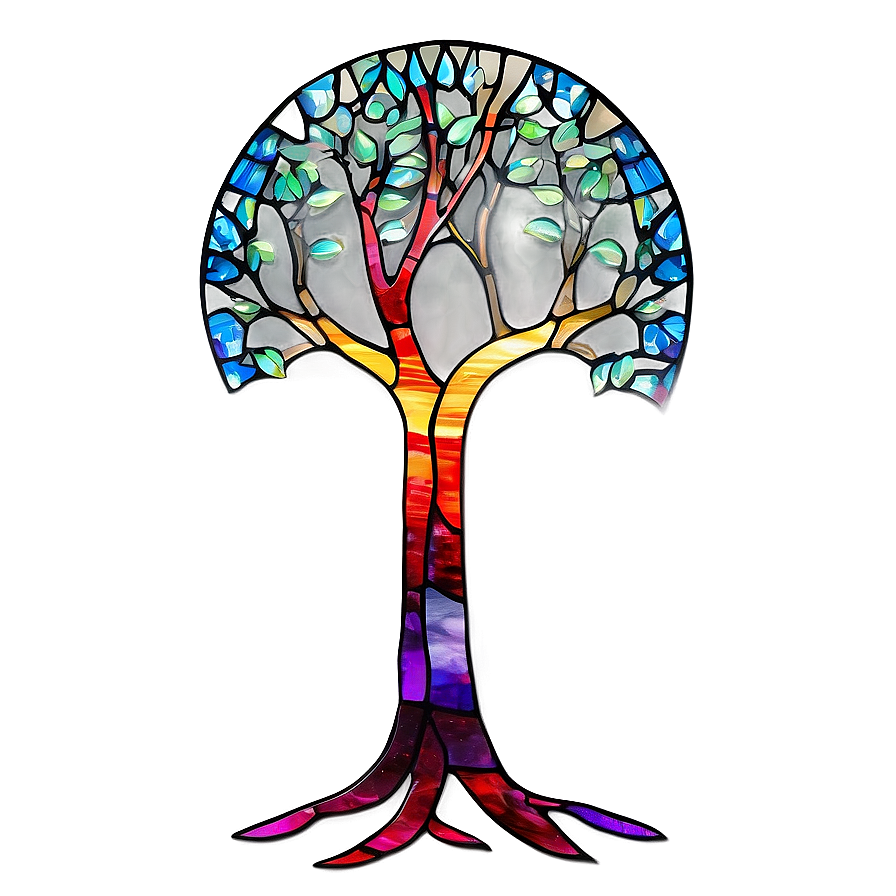 Tree Of Life In Stained Glass Style Png Sqq92 PNG