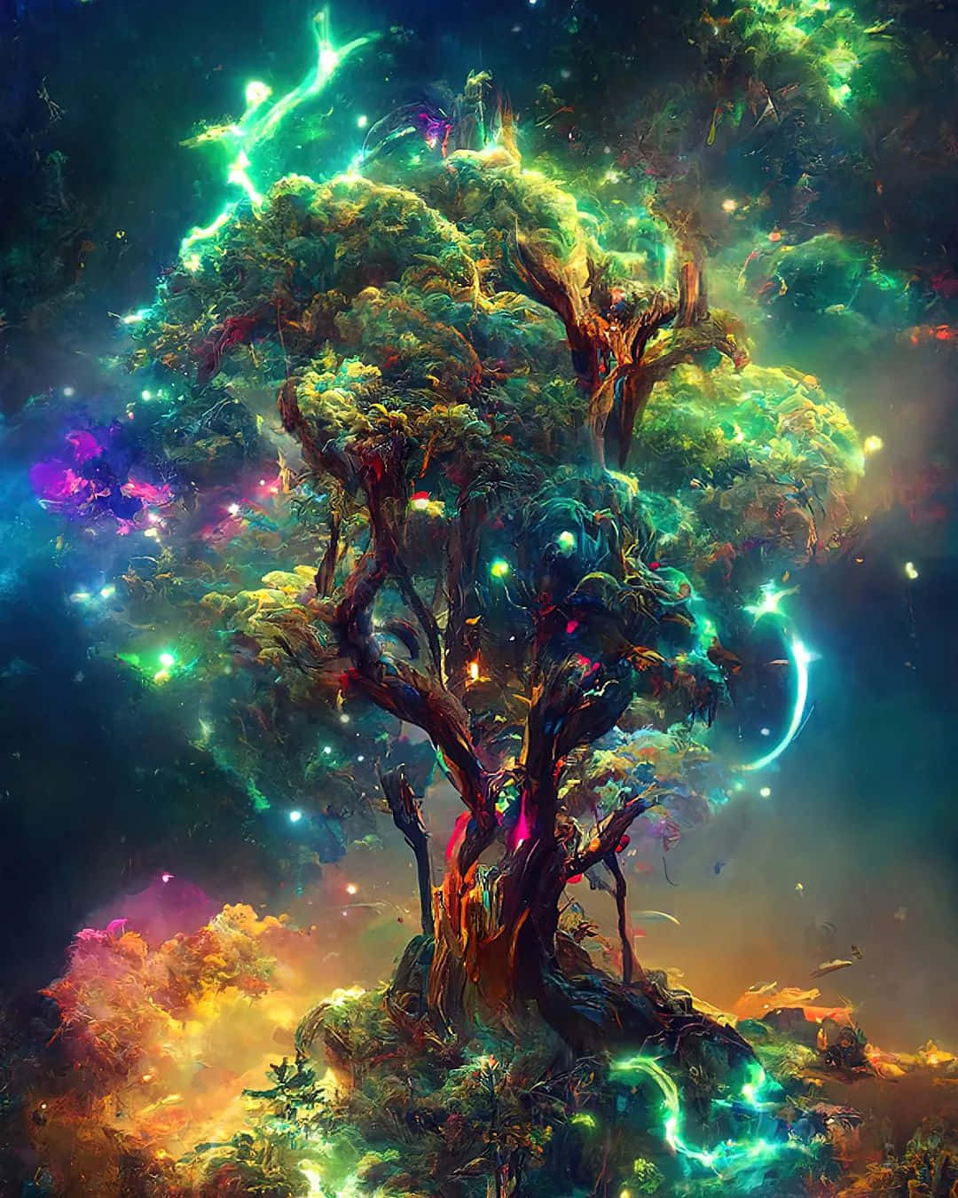 Tree Of Life With Glowing Colors Wallpaper