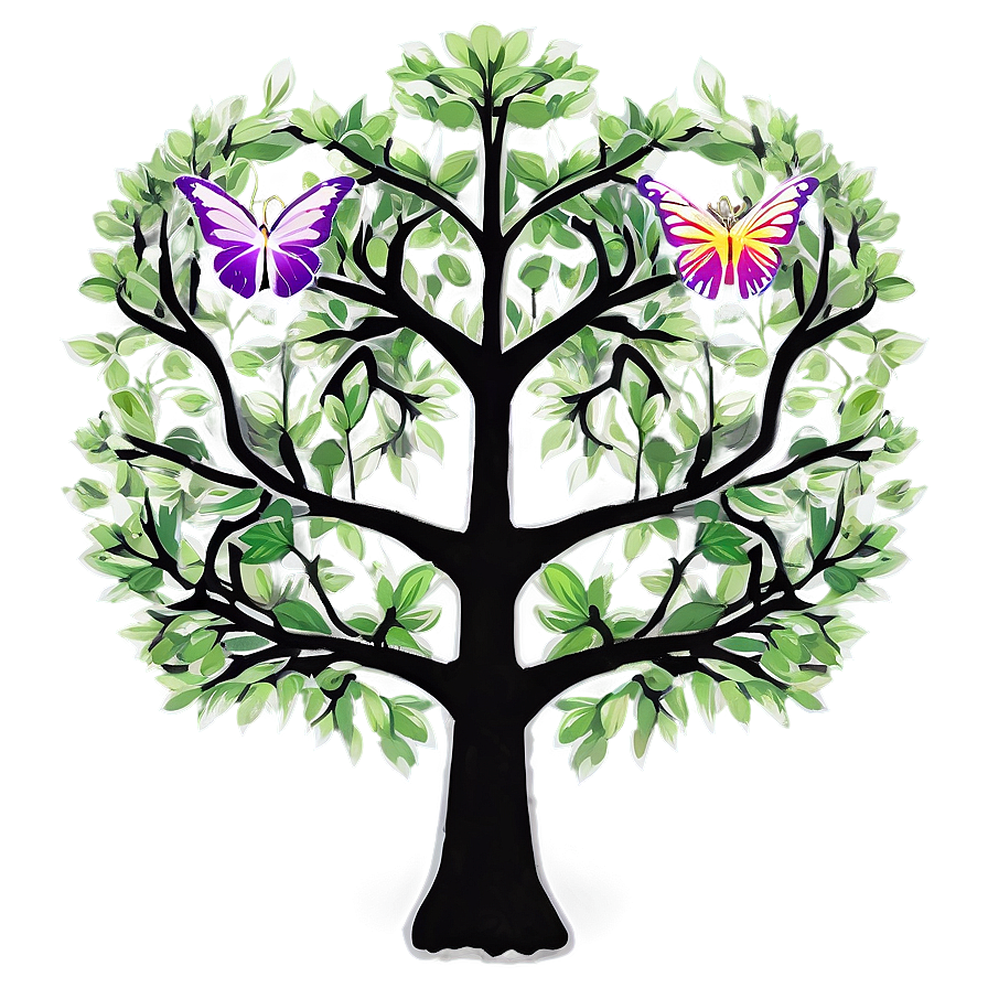 Tree Of Life With Butterfly Wings Png Vmx PNG