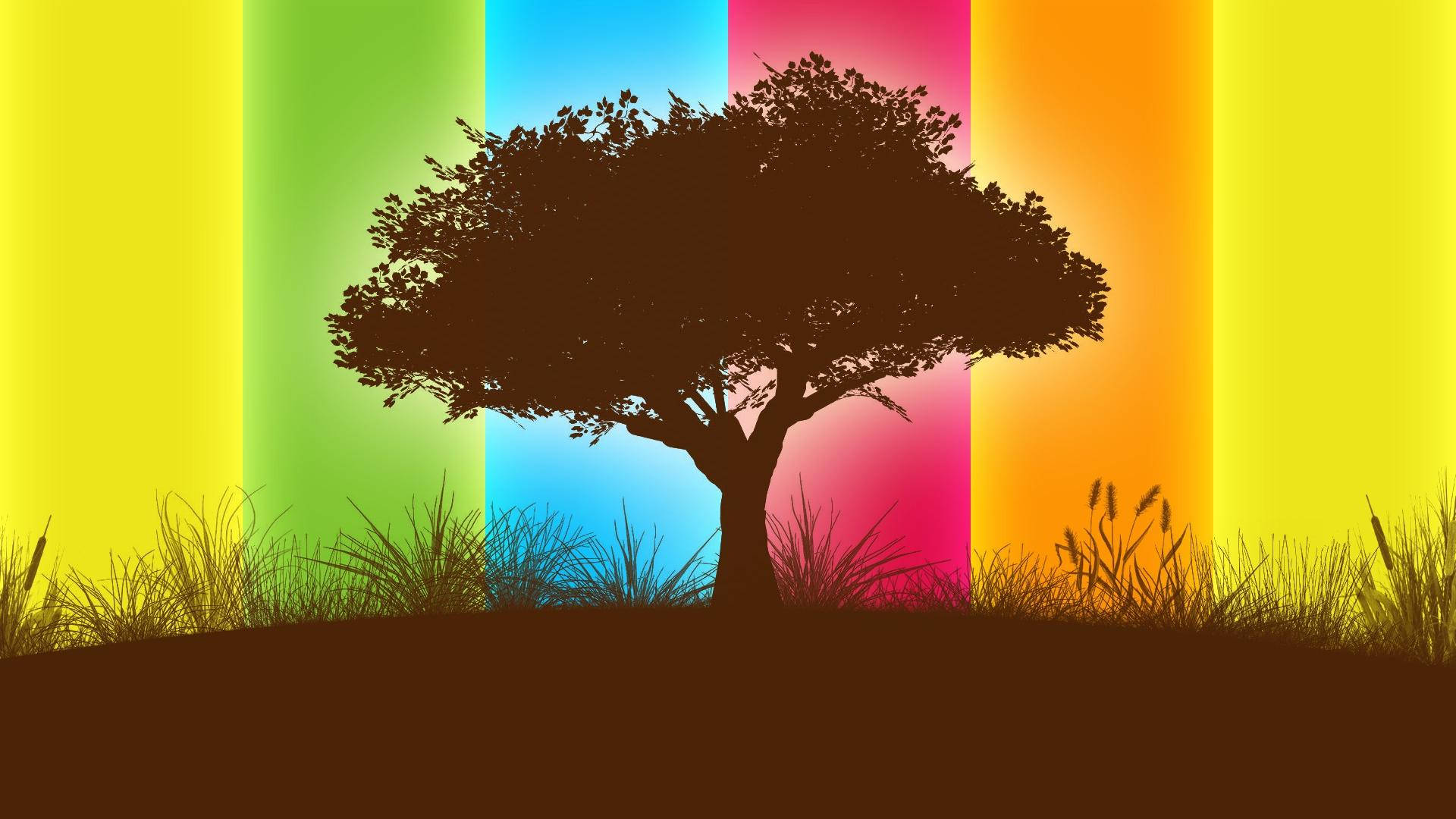 Tree On Colorful Stripes