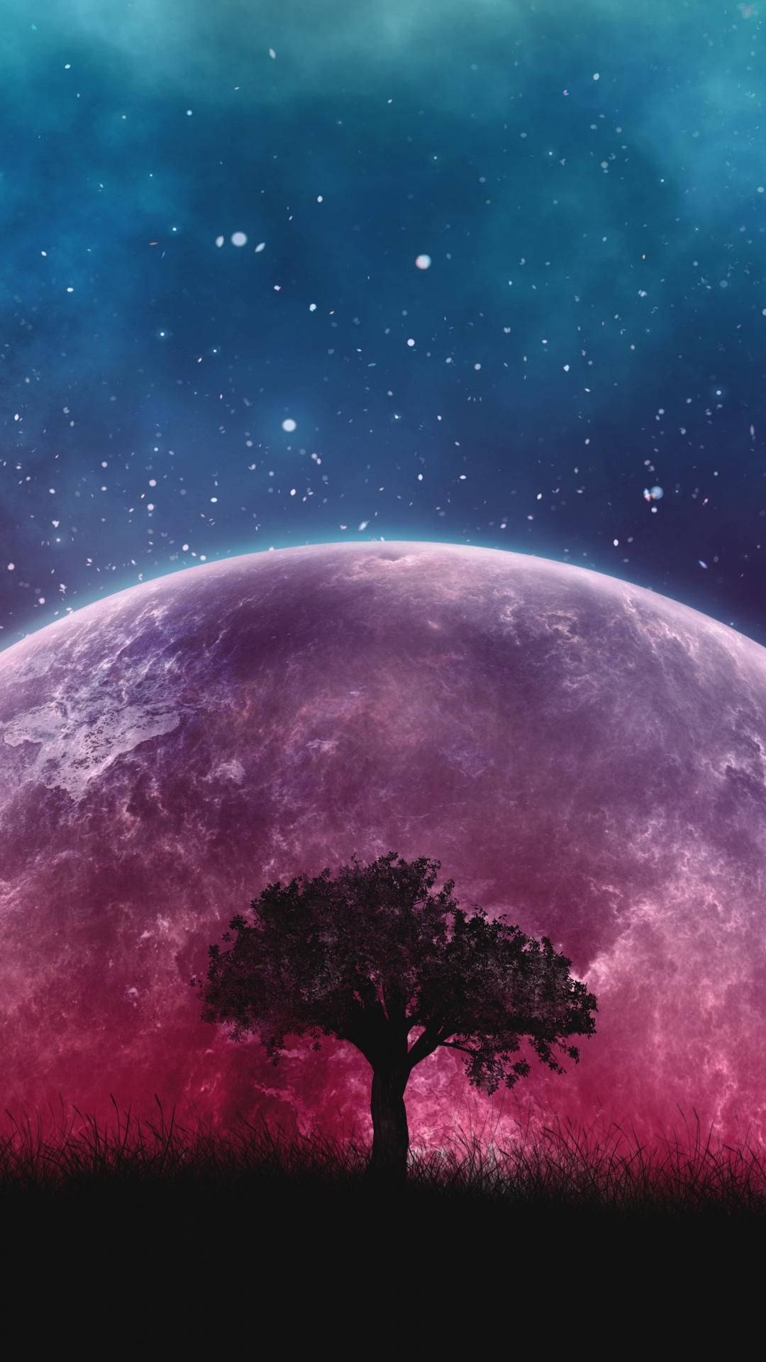 Tree Over A Cute Galaxy Background