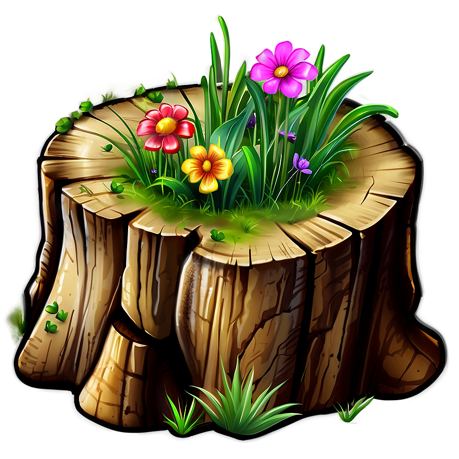 Tree Stump In Meadow Png 06132024 PNG