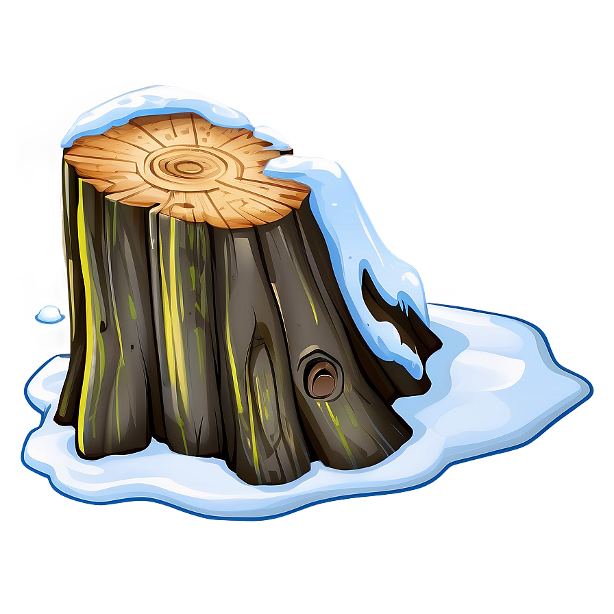 Tree Stump In Snow Png 06132024 PNG