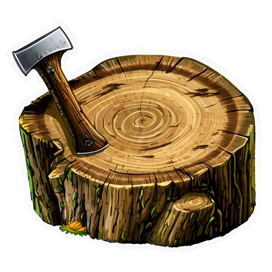 Tree Stump With Axe Png Qhx PNG