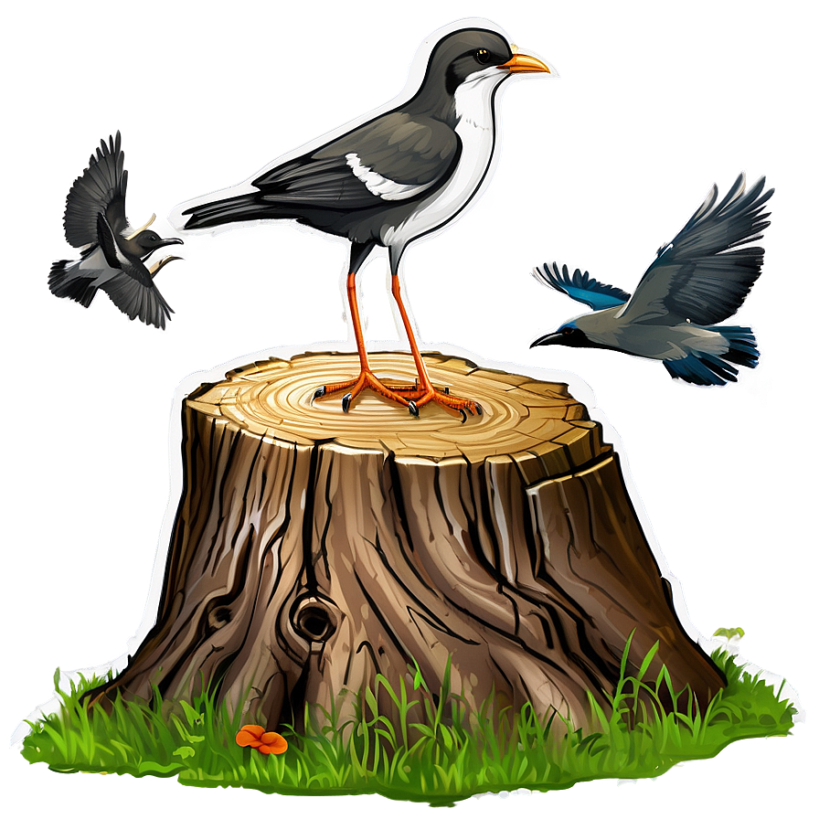 Tree Stump With Bird Png 06132024 PNG