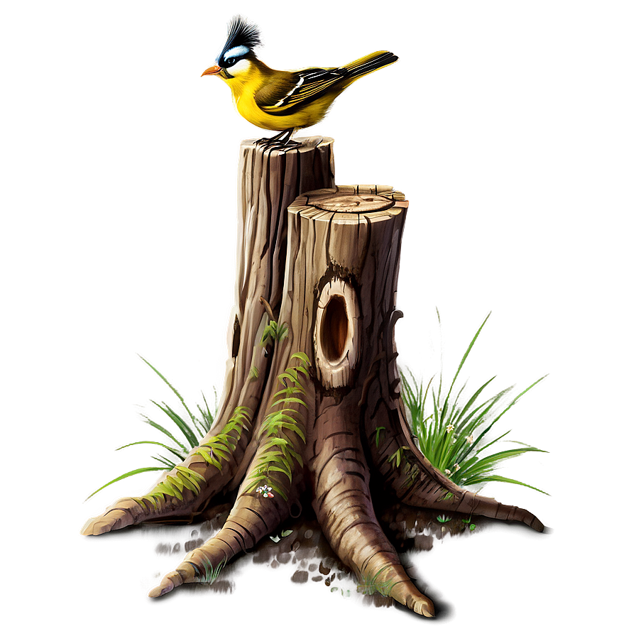 Tree Stump With Bird Png Ubd PNG