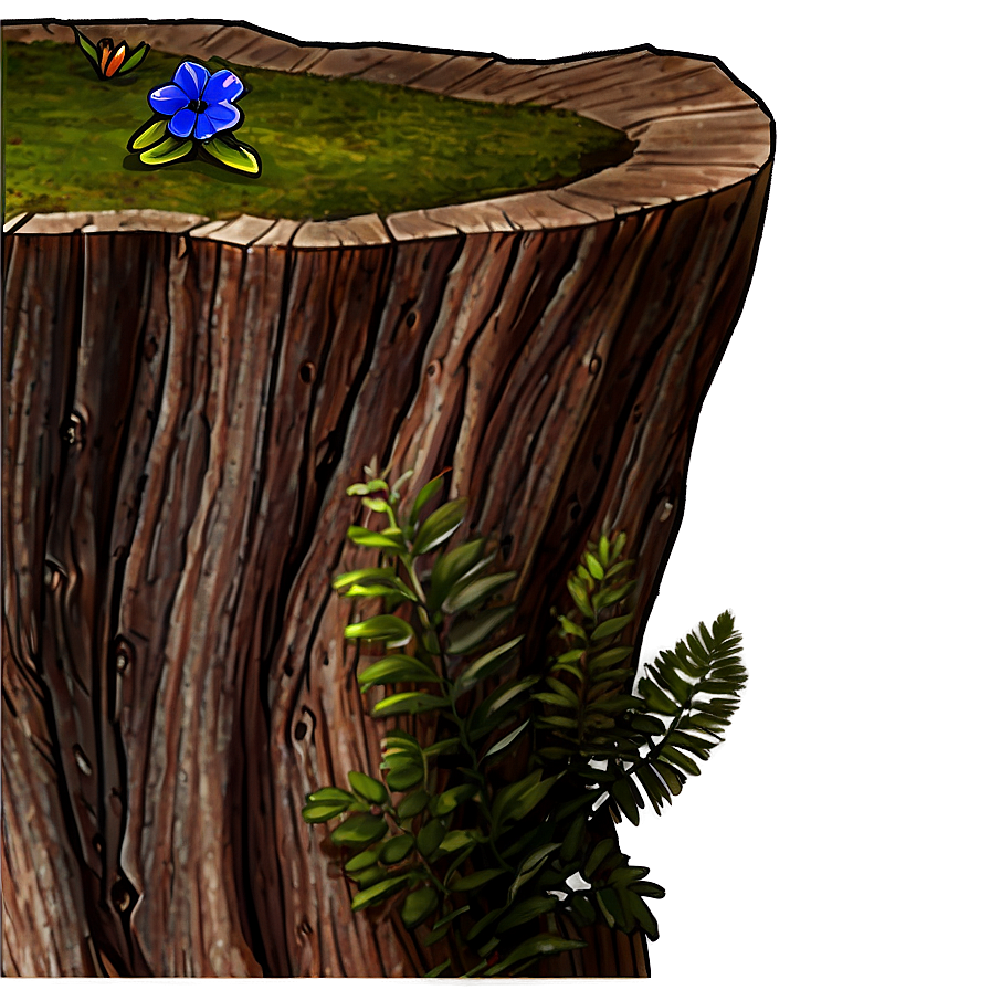 Tree Stump With Flowers Png 06132024 PNG