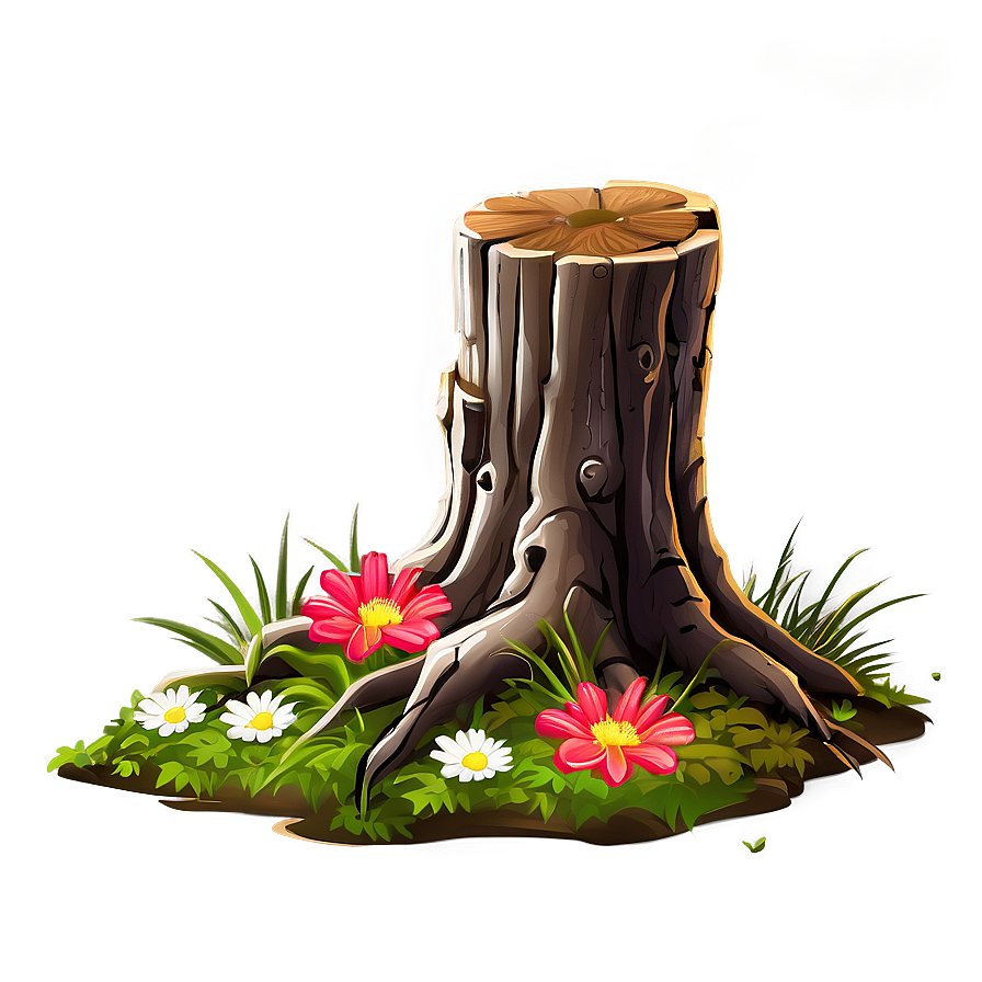 Tree Stump With Flowers Png 29 PNG