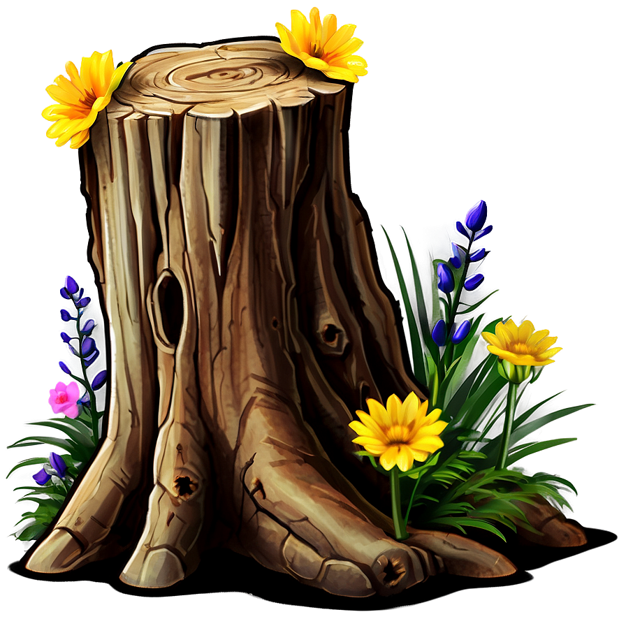 Tree Stump With Flowers Png Bet PNG