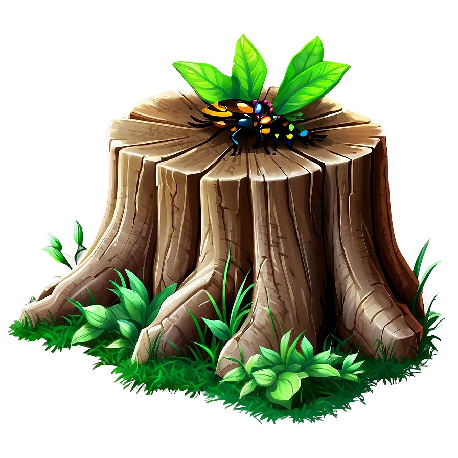 Tree Stump With Insects Png 06132024 PNG