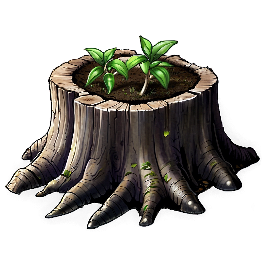 Tree Stump With Saplings Png 06132024 PNG