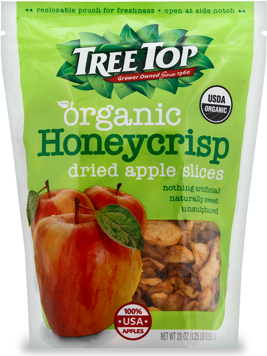 Tree Top Organic Honeycrisp Dried Apple Slices Package PNG