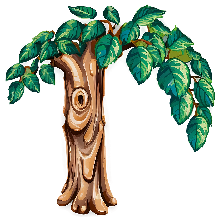 Tree Trunk With Leaves Png Qhl PNG