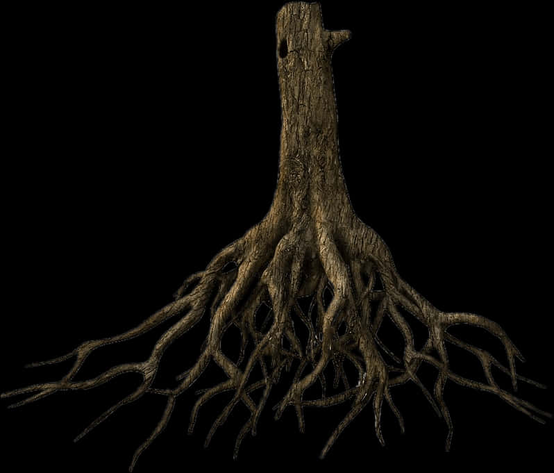 Tree Trunkwith Exposed Roots PNG