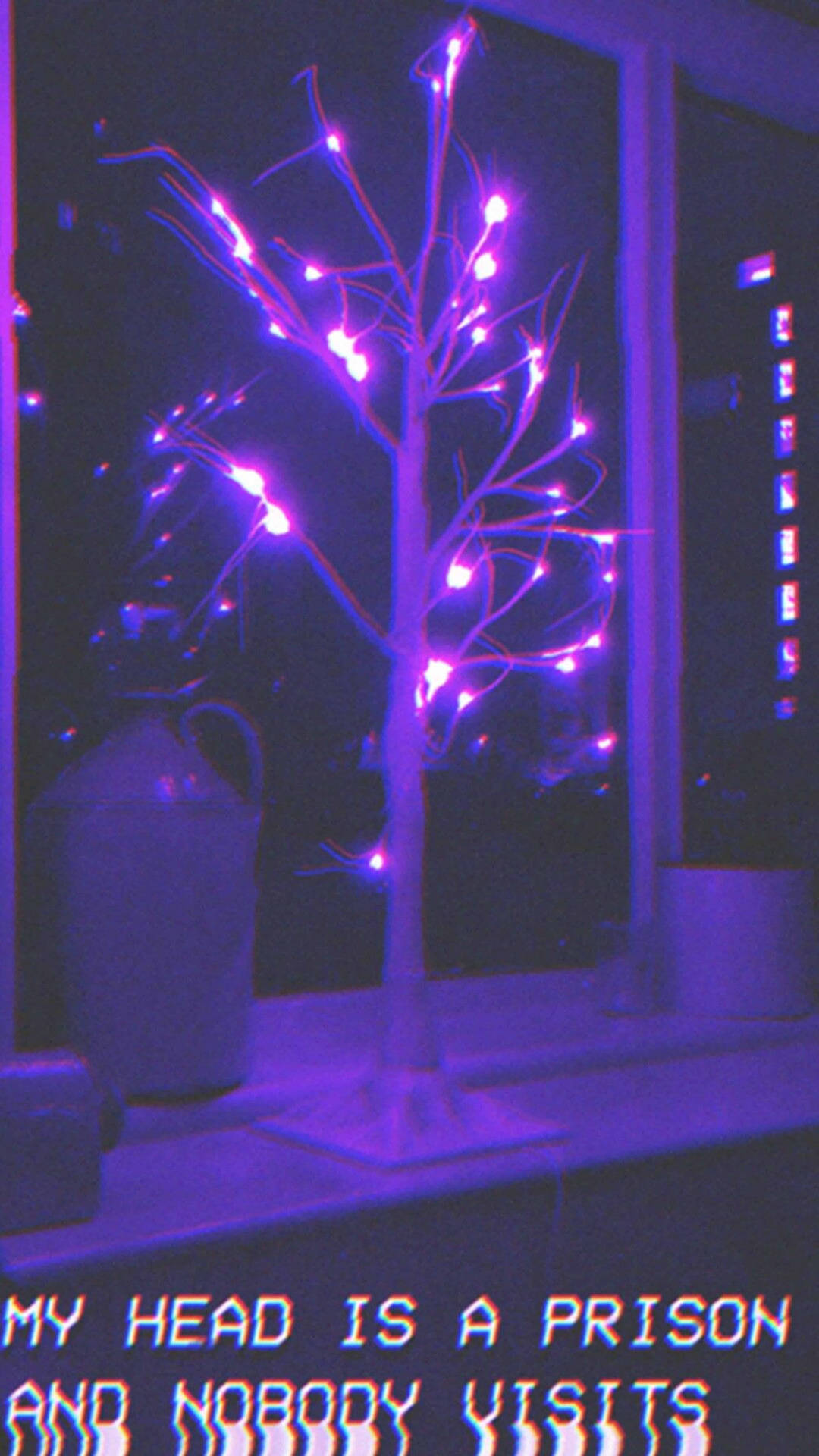 Tree With Glowing Lights Dark Grunge Aesthetic Wallpaper