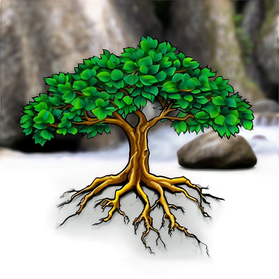 Tree With Roots Among Rocks Png 34 PNG