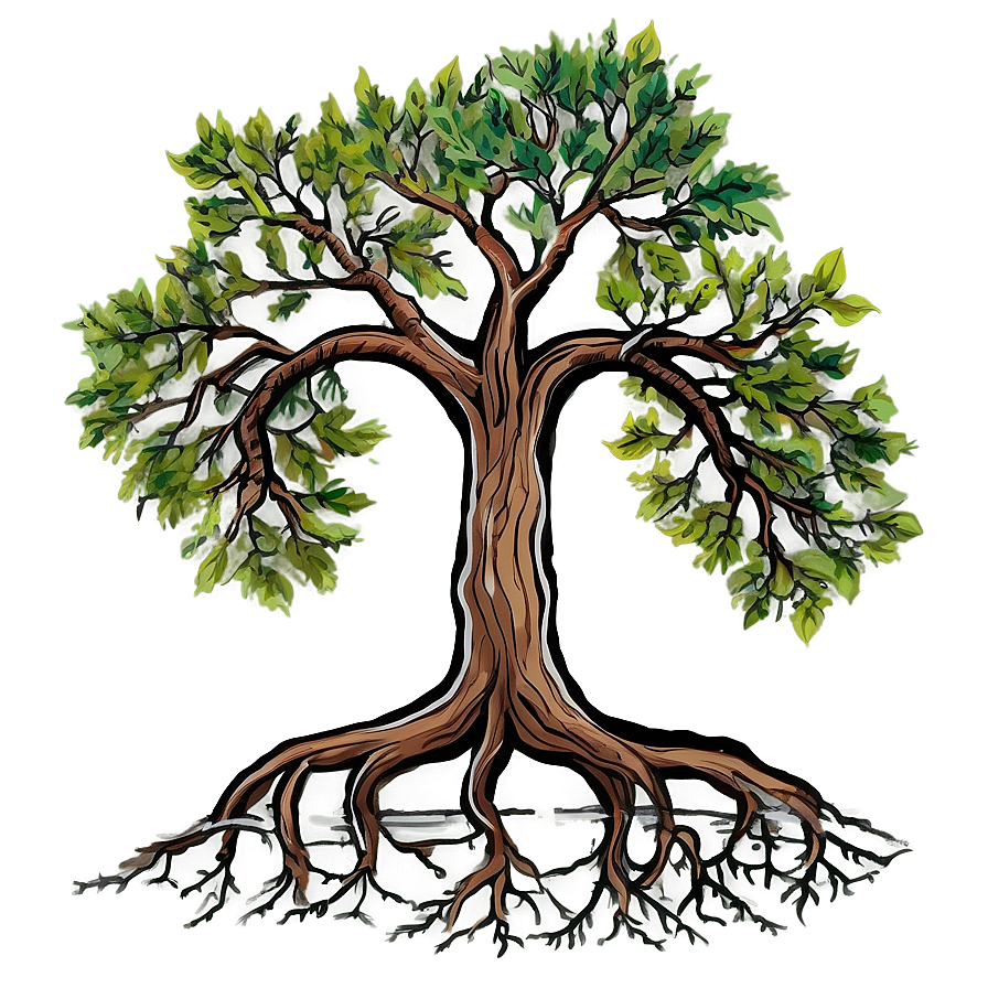 Tree With Roots Drawing Png Mni54 PNG