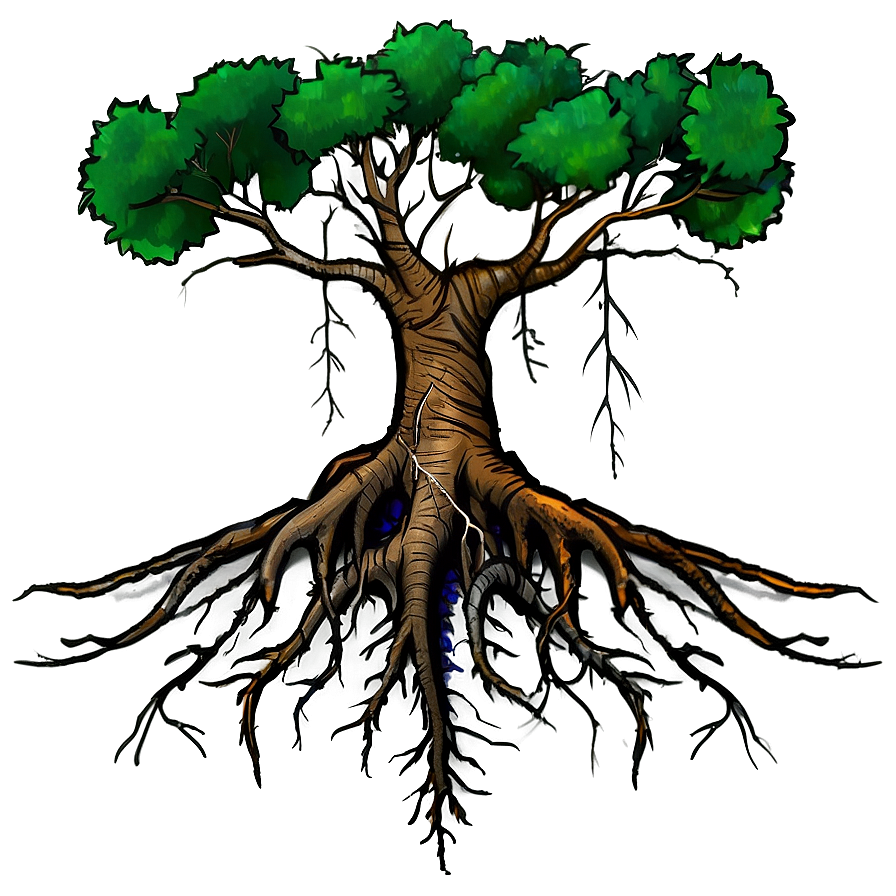 Tree With Roots Drawing Png Rsw PNG