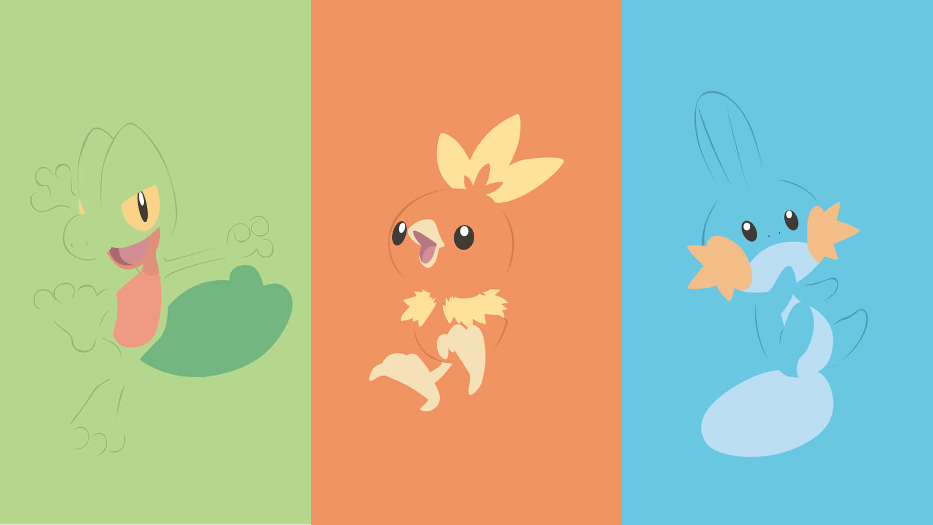 Treecko, Torchic, And Mudkip Pastel Aesthetic Wallpaper