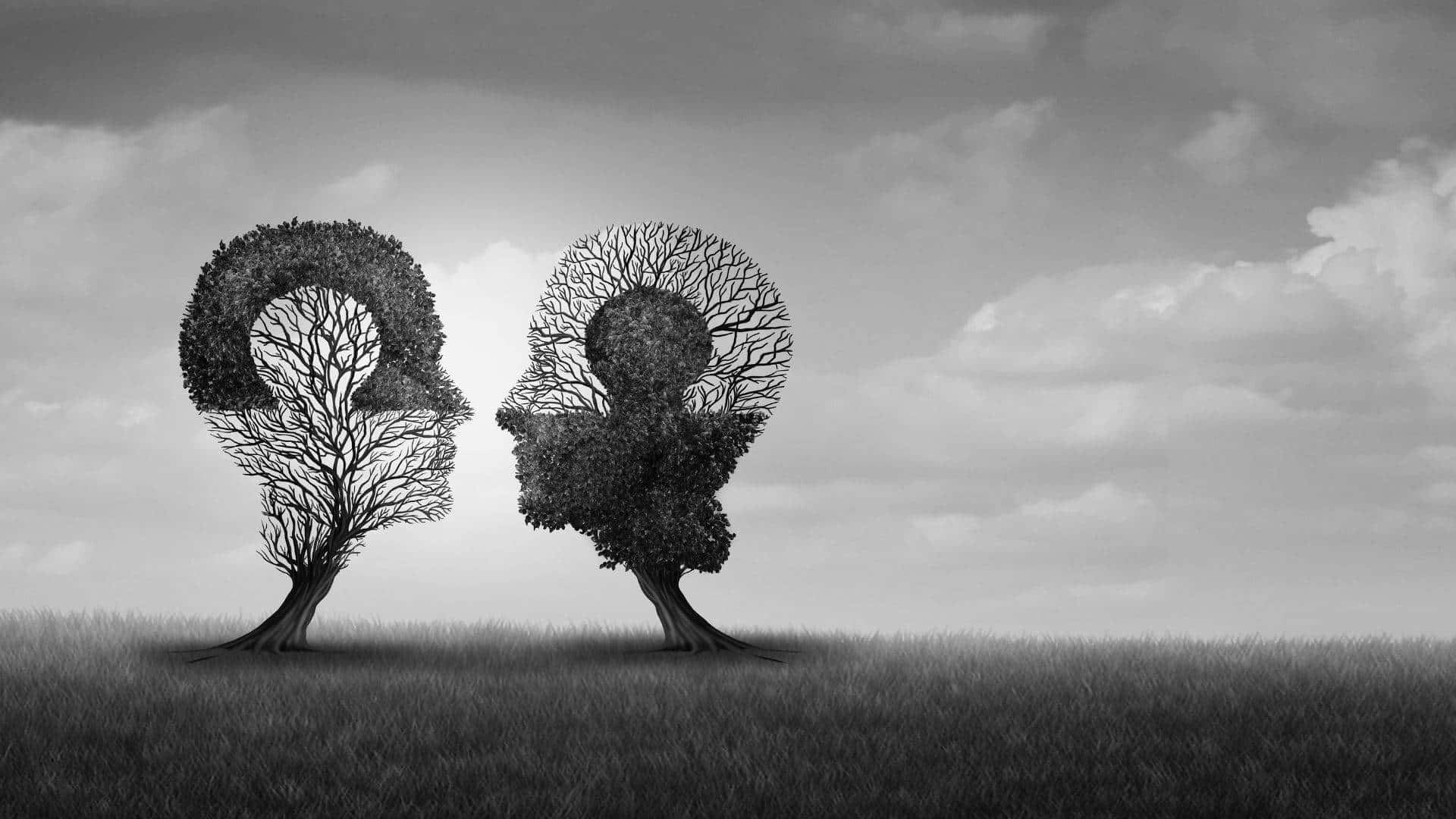 Trees In A Form Of Human Head With Psychological Meaning Wallpaper