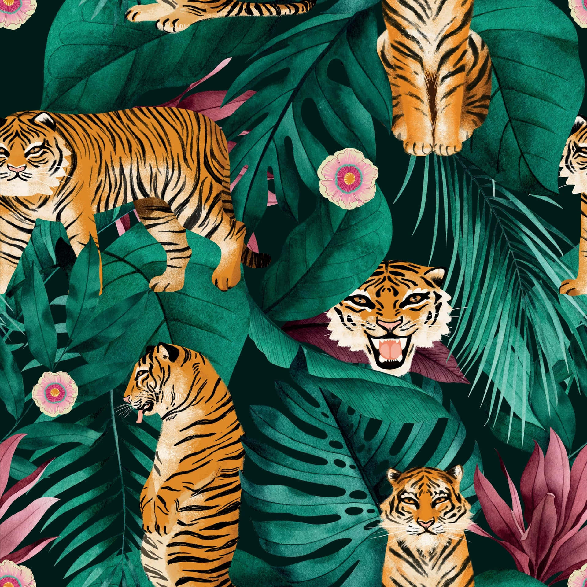 Tremendous Tiger Pattern Wallpaper