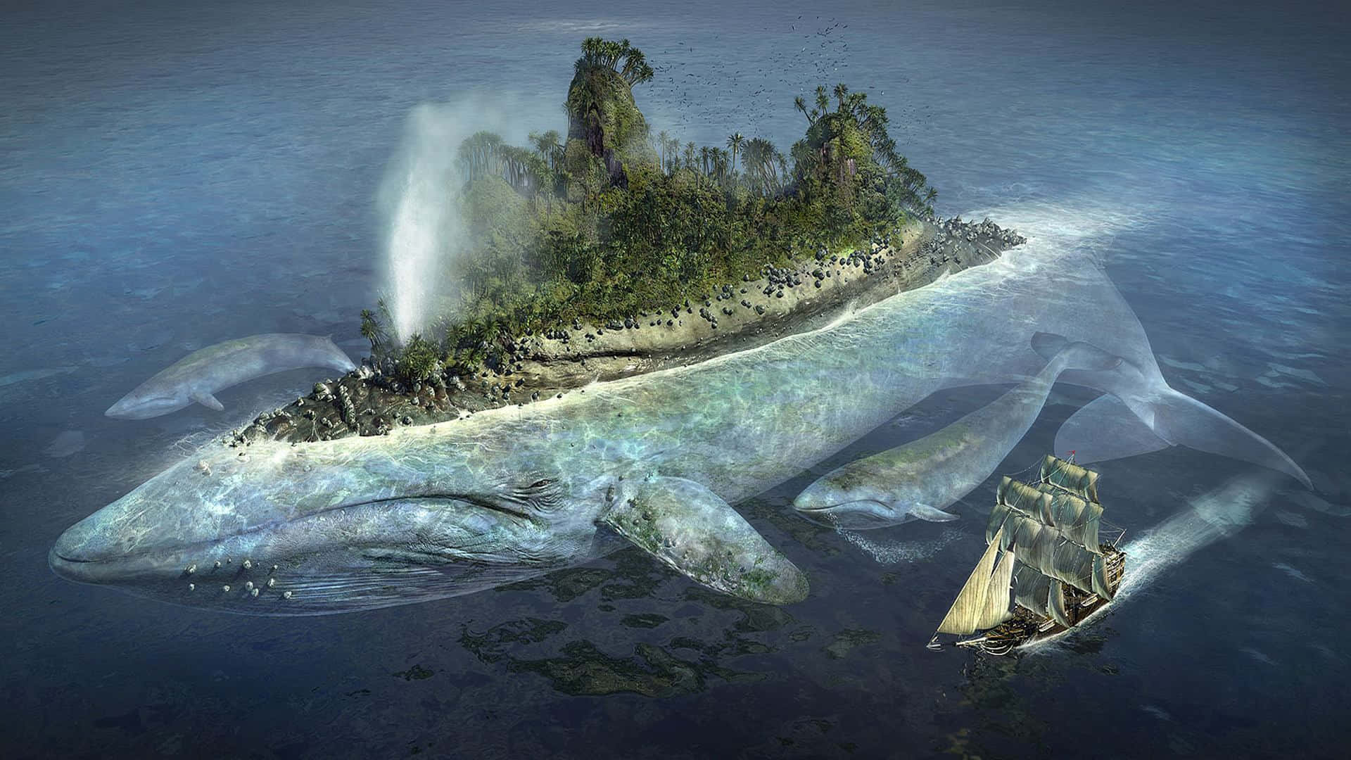 Tremendous Whale Carrying An Island Wallpaper
