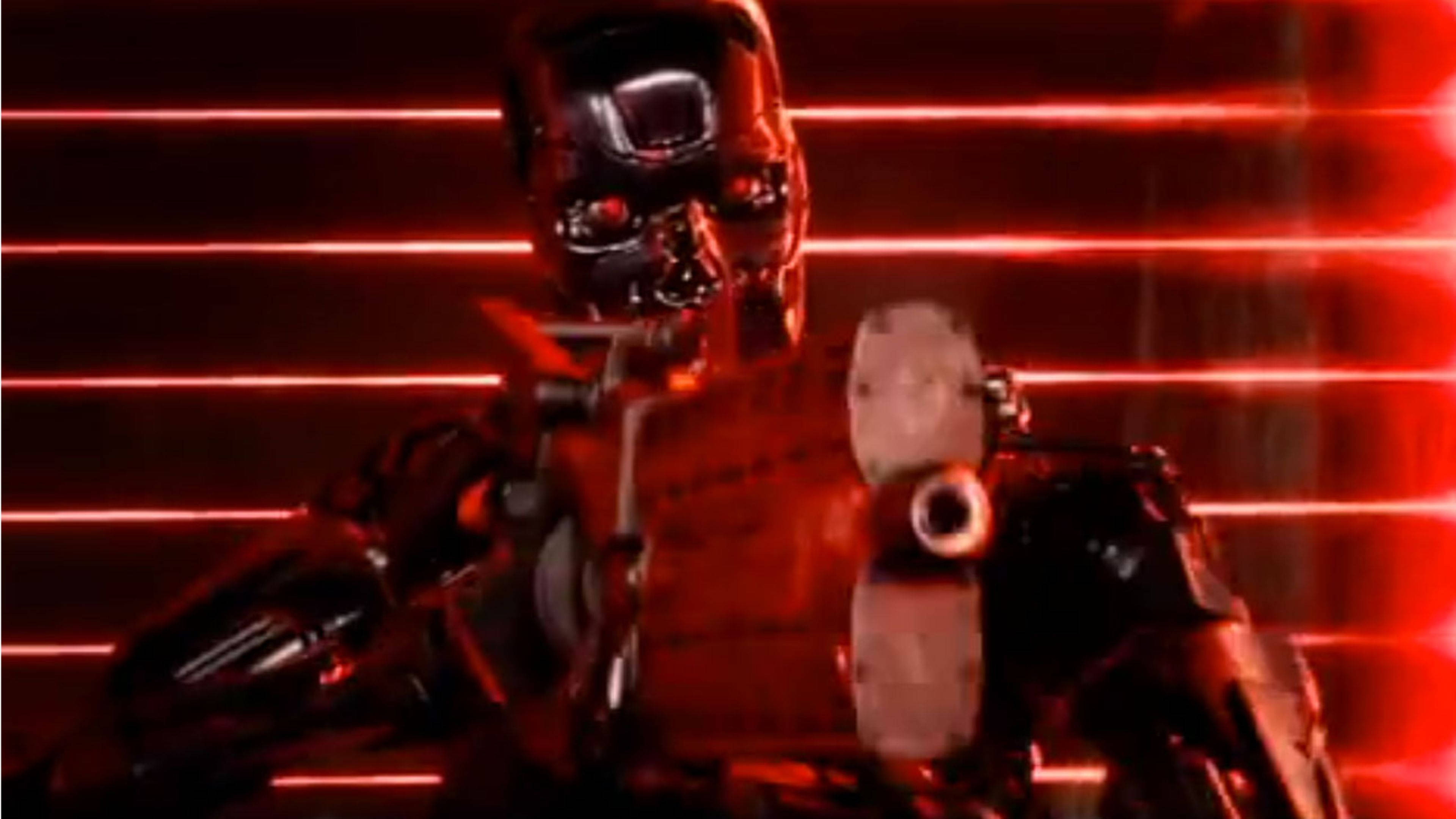 Tendenza Terminator Cyborg Rosso Ancora Sfondo