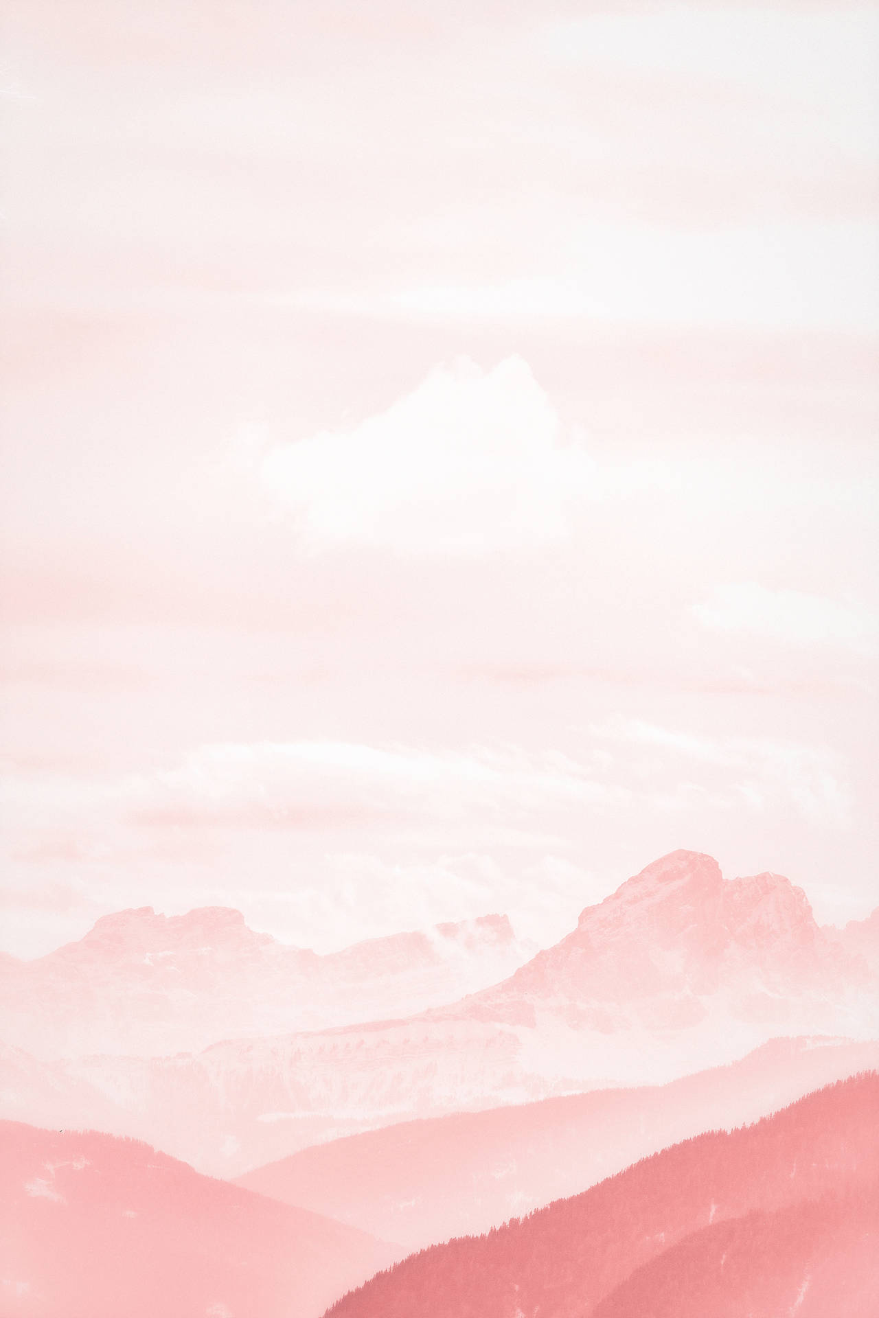 Et pink himmel med bjerge Wallpaper