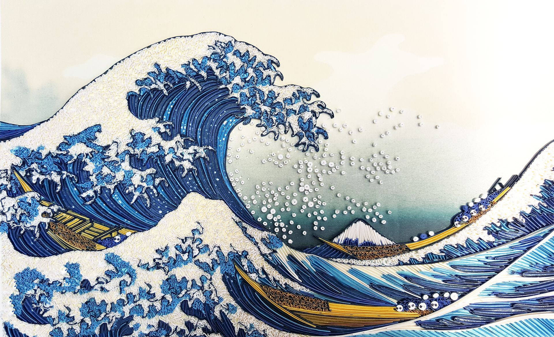 Moderne japanske bølgekunst Tapet Wallpaper
