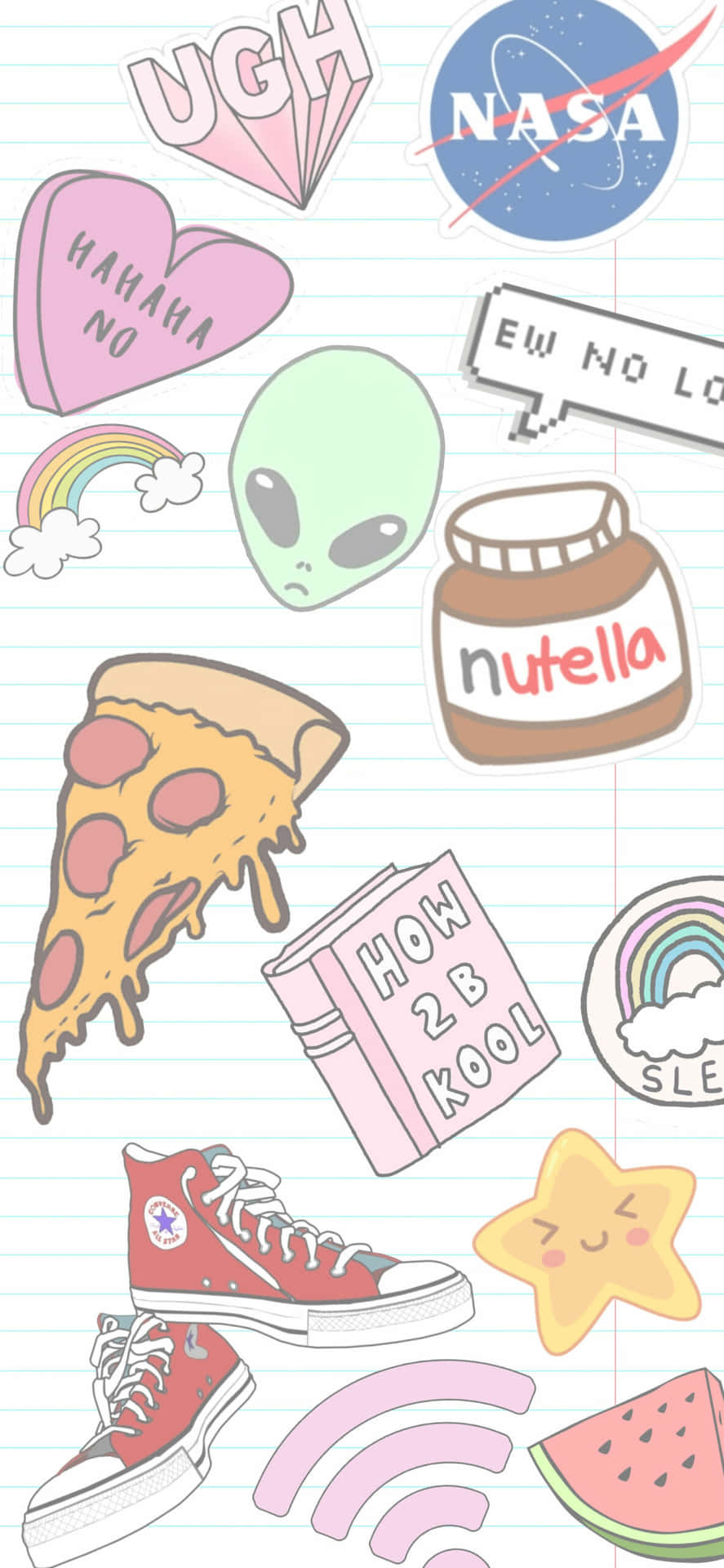 Trendy School Stickers Collage Wallpaper