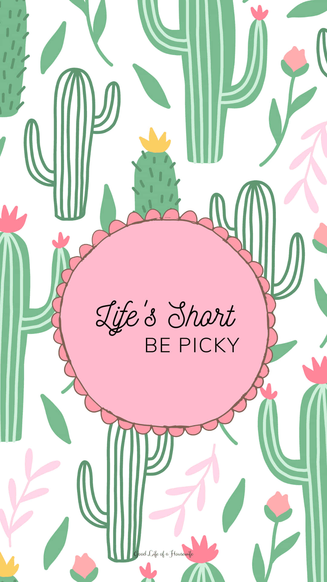 Life's Smart Be Picky Cactus Print Wallpaper
