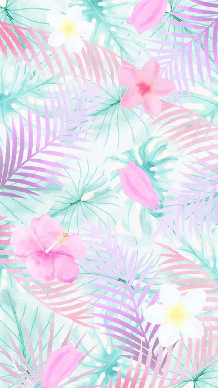 Tropical Flowers Pattern Trendy Summer Iphone Wallpaper