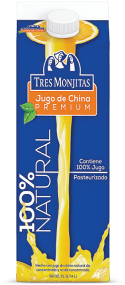 Tres Monjitas Natural Orange Juice Packaging PNG