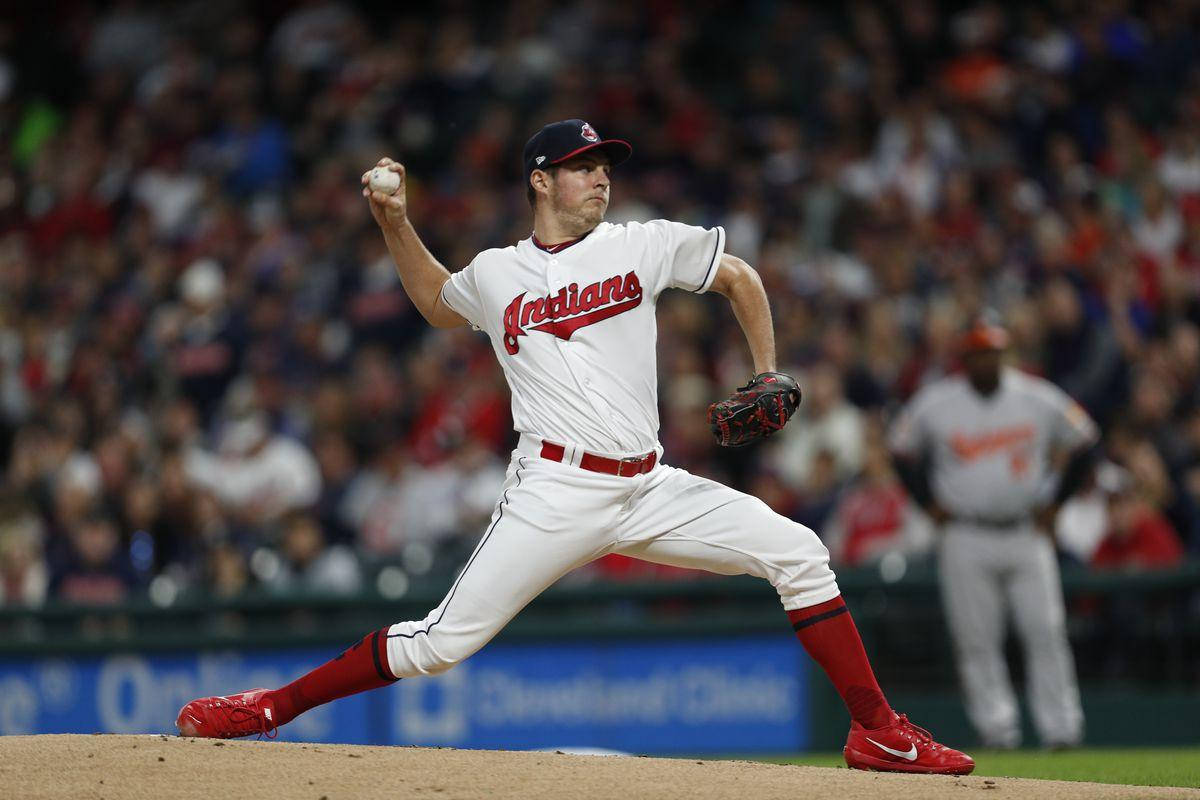 Trevor Bauer Leaning Forward To Pitch Wallpaper
