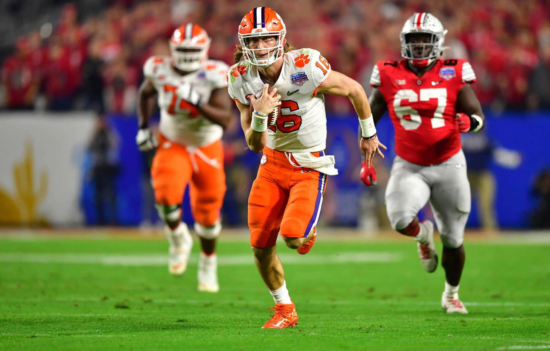 Trevor Lawrence Clemson Quarterback Action Wallpaper