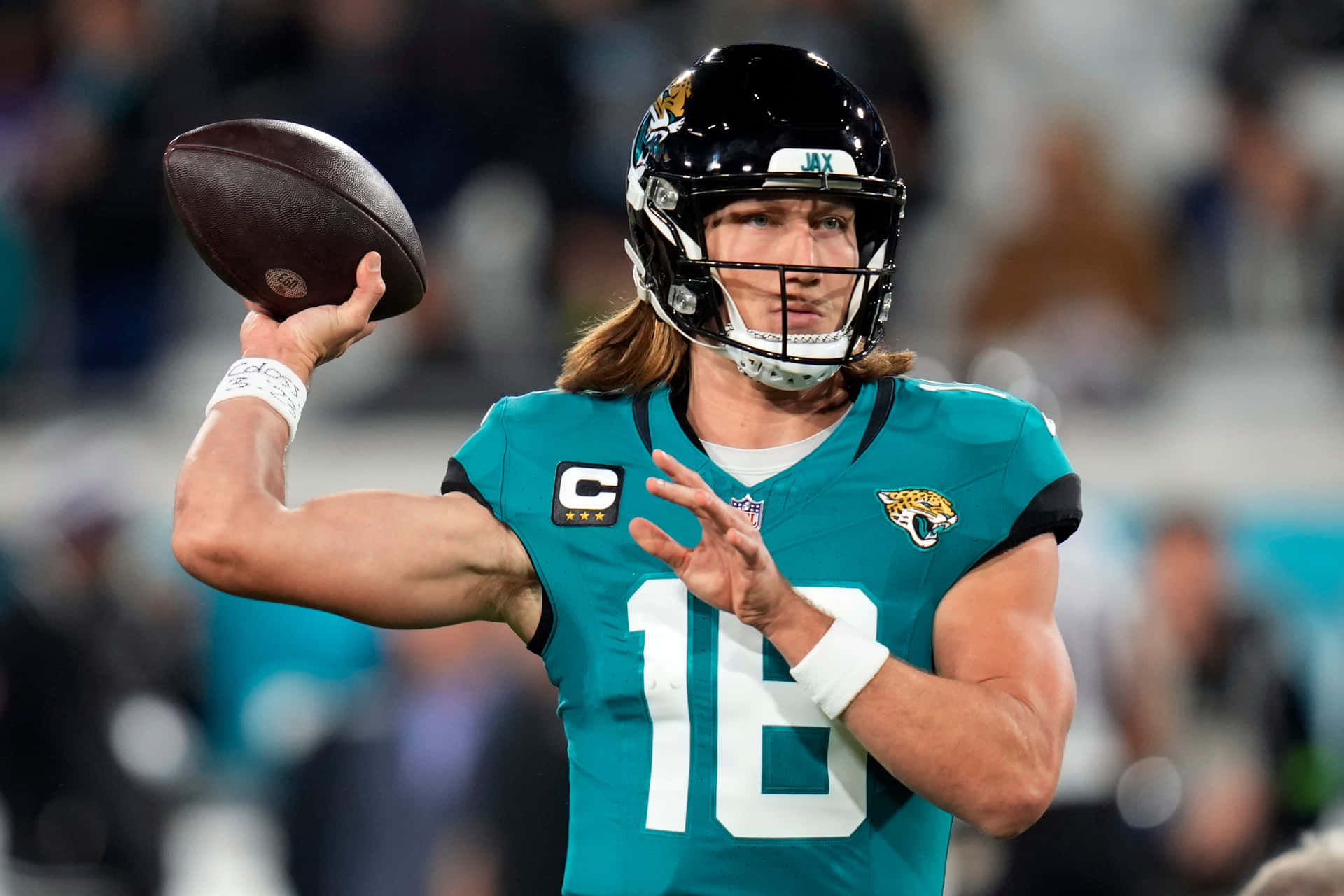 Trevor Lawrence Jaguars Quarterback Action Shot Wallpaper