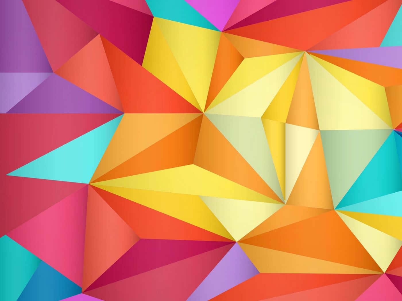 A dynamic triangle pattern with a bold color palette