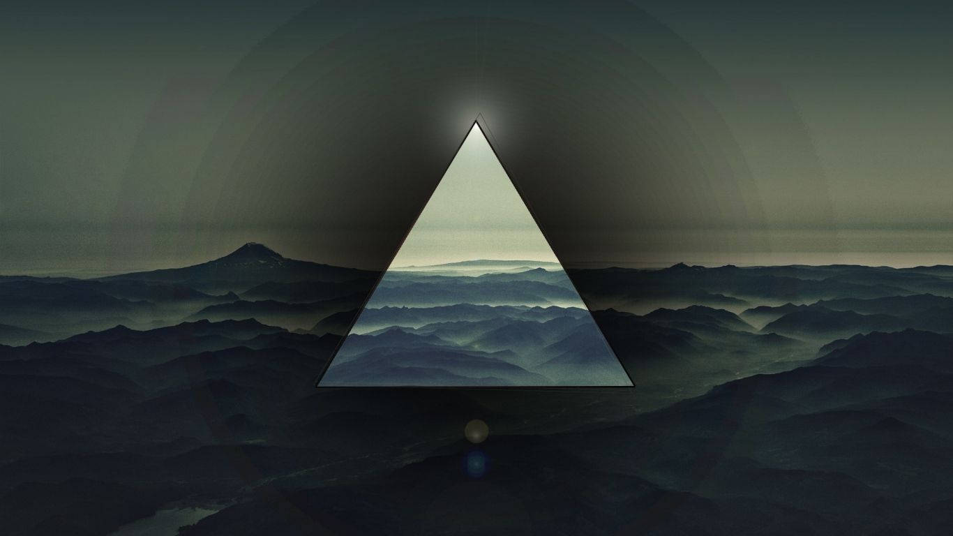 Polyscape Art on Top Of A Scenic Mountain View Wallpaper